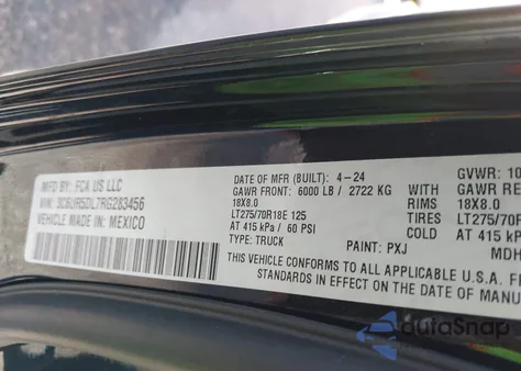 2024 Ram 2500 Big Horn 4X4 6'4 Box z USA, uszkodzony, nr VIN 3C6UR5DL7RG283456